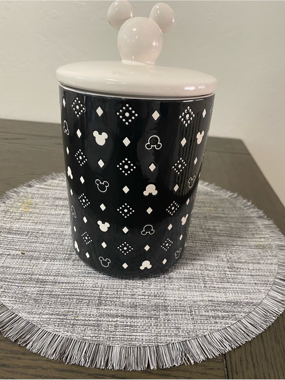 Disney Black & White Mickey Mouse Ceramic Canister with Lid